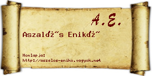 Aszalós Enikő névjegykártya